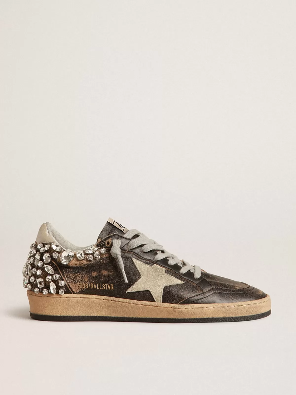 Best Golden Goose Ball Star in pelle nera con applicazione di cristalli