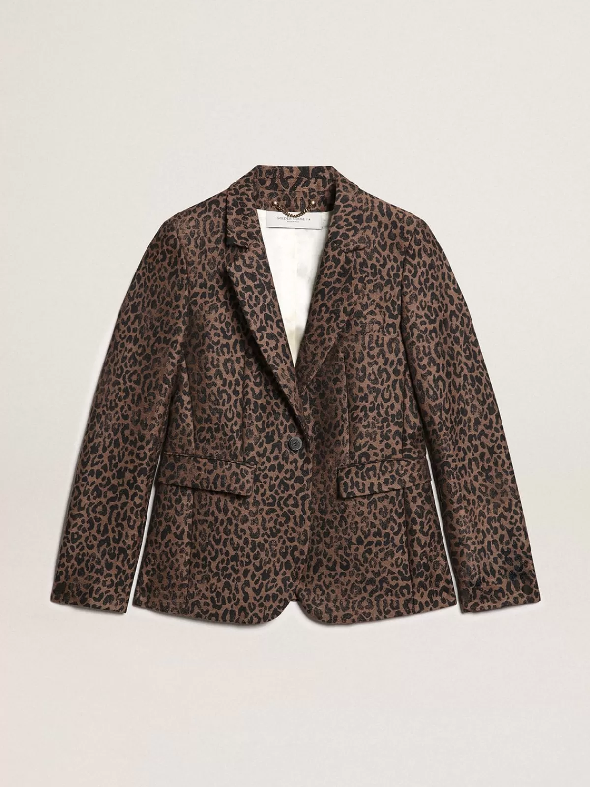 Shop Golden Goose Blazer monopetto Donna in lana con motivo jacquard