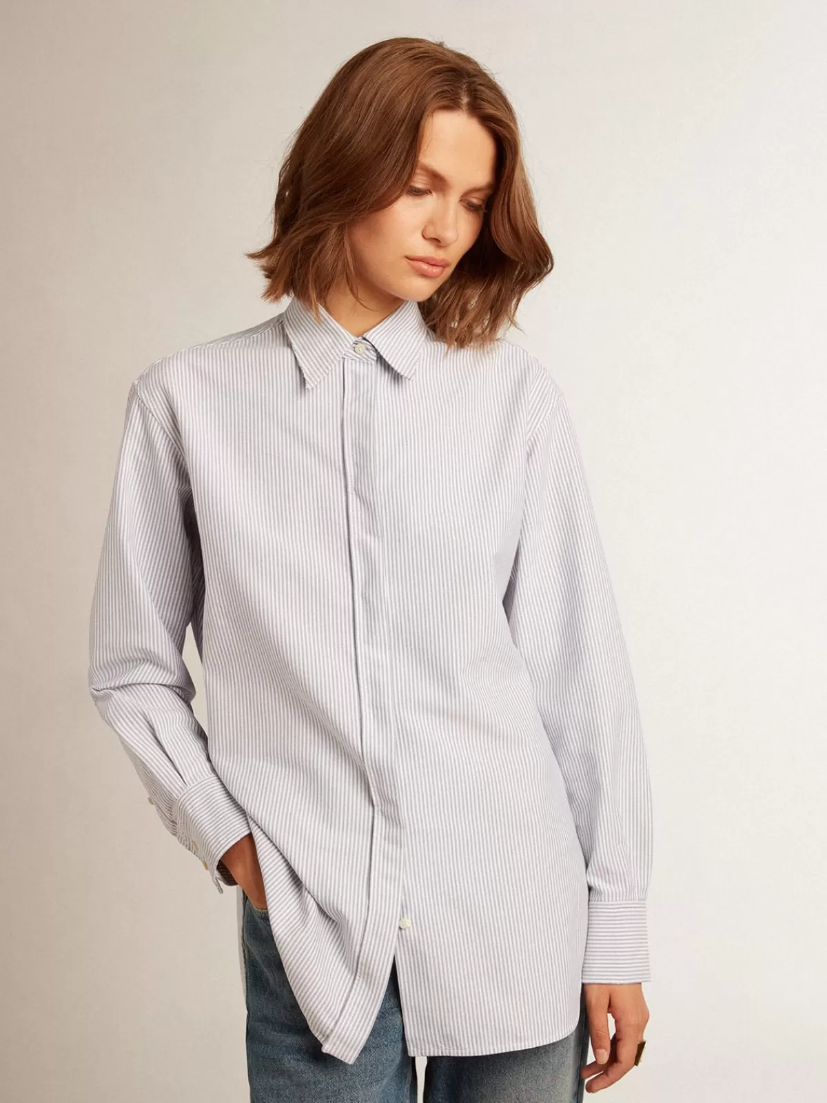 Outlet Golden Goose Camicia da donna con righe a bastoncino