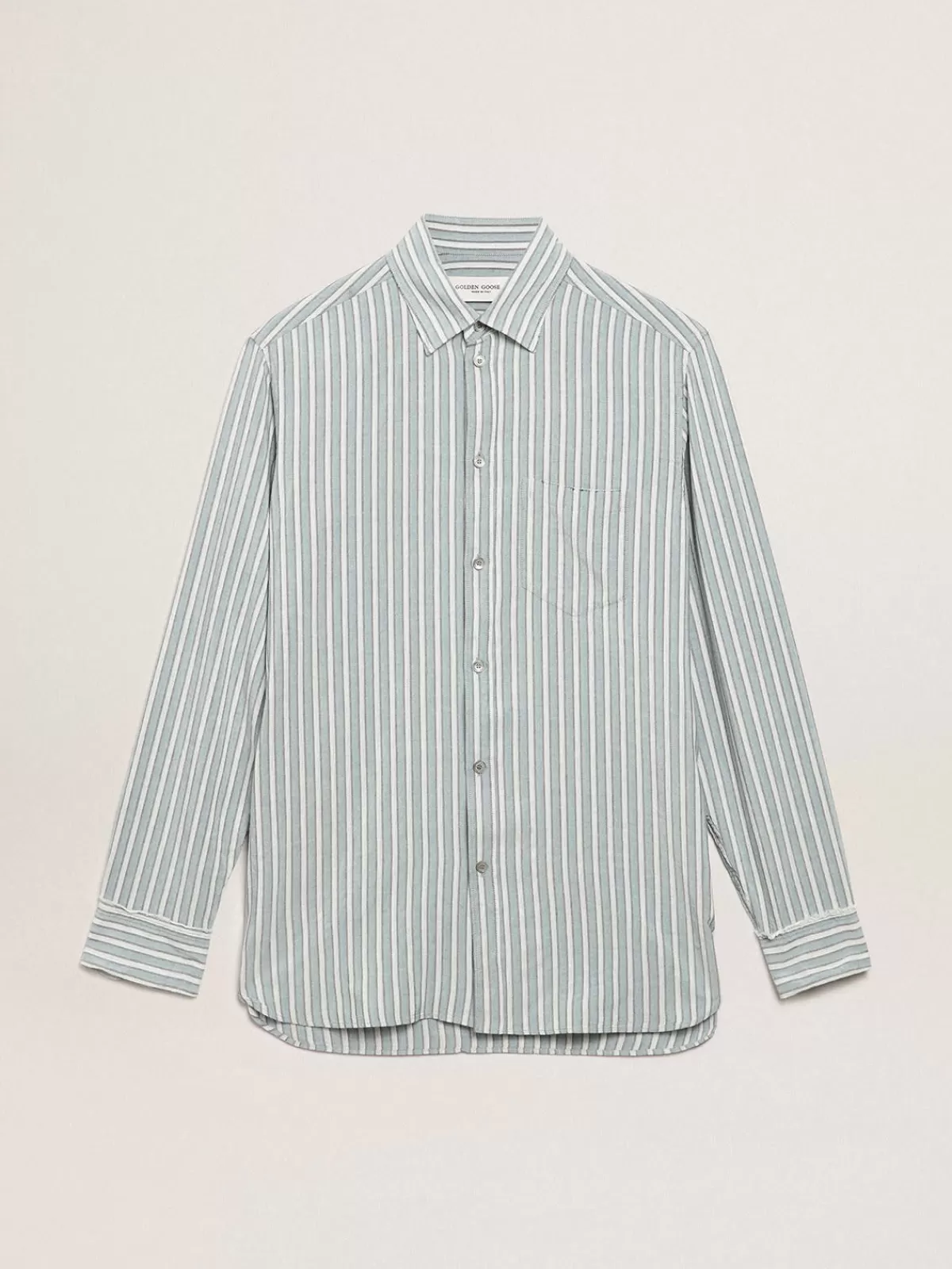 Cheap Golden Goose Camicia da uomo con righe in viscosa