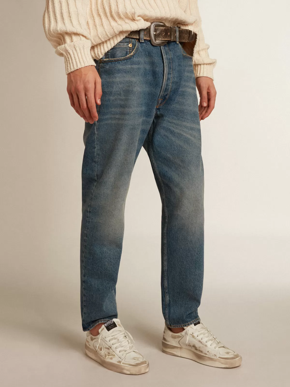 Outlet Golden Goose Jeans slim fit da uomo dal lavaggio medio