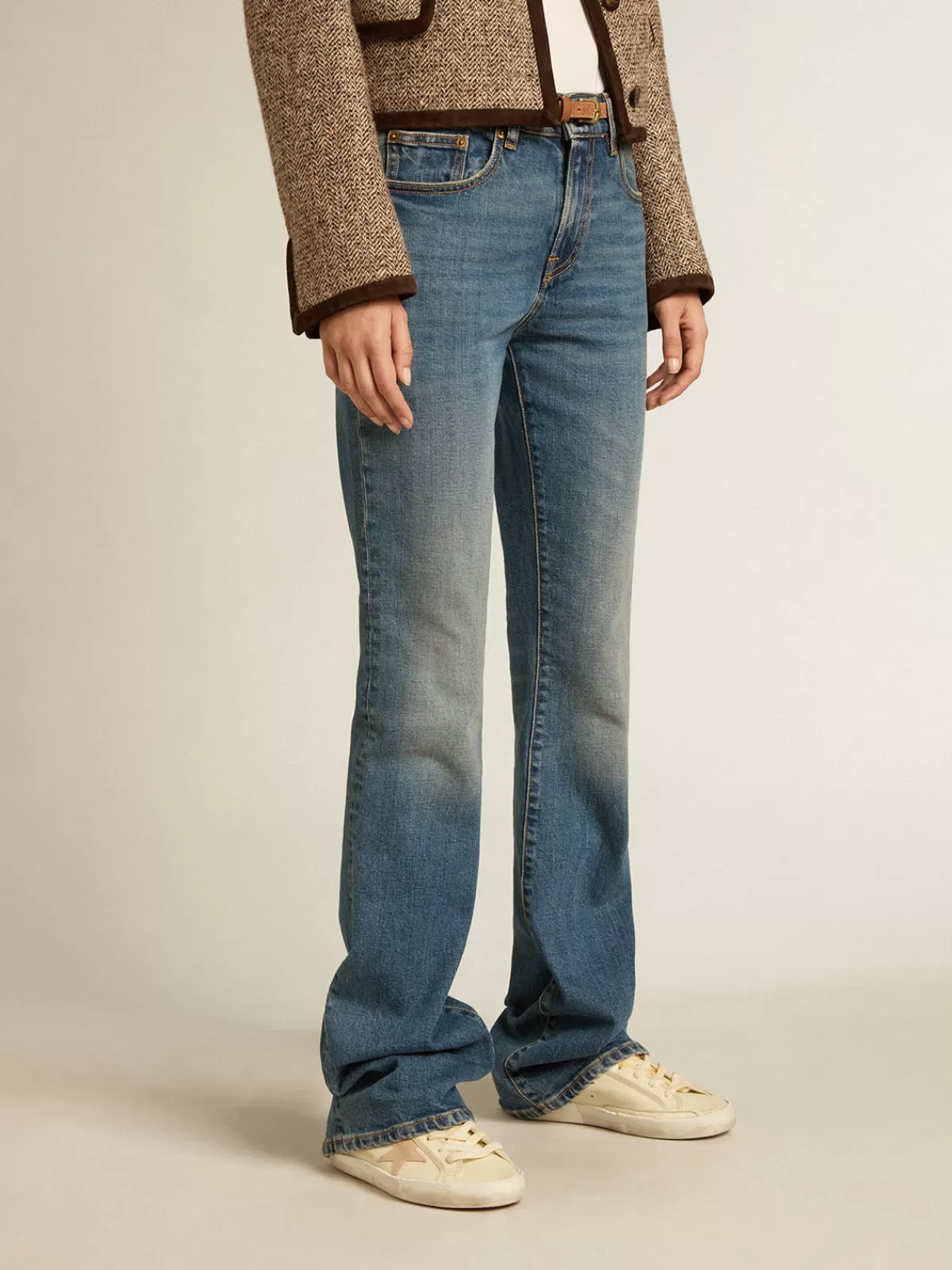 Best Sale Golden Goose Pantalone blu jeans in tessuto elasticizzato