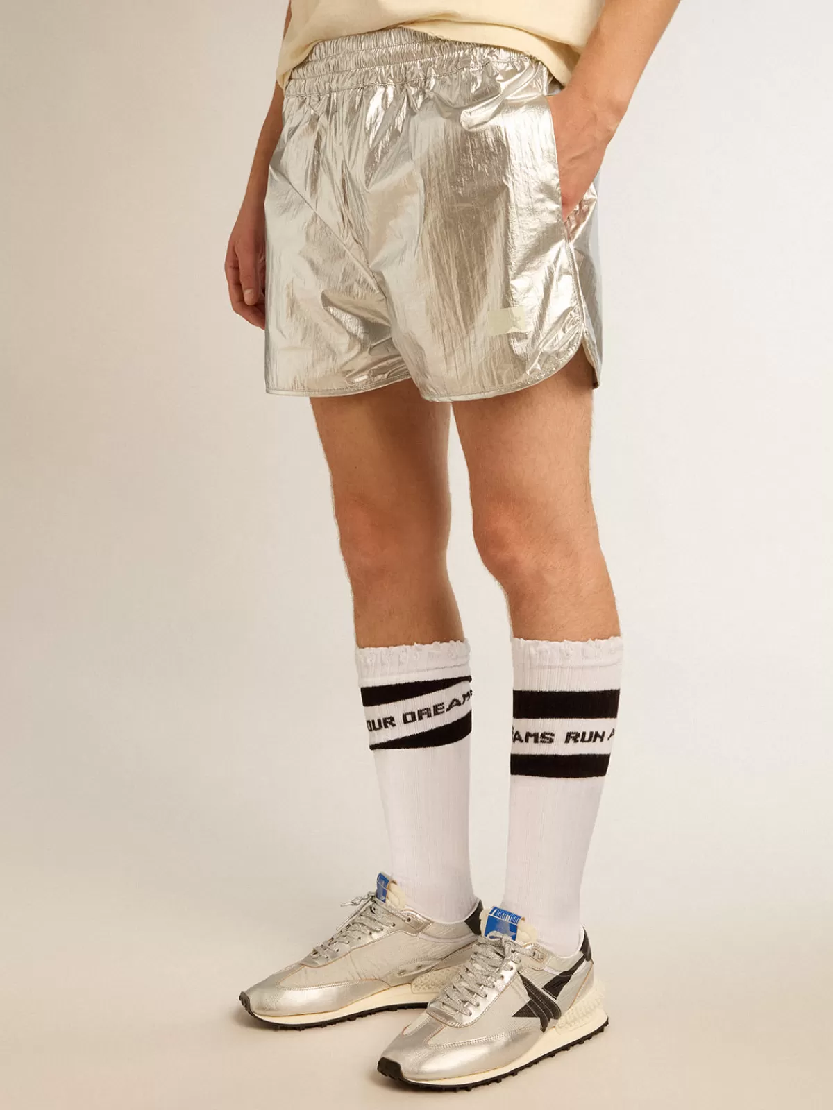 New Golden Goose Running shorts Uomo in tessuto argento