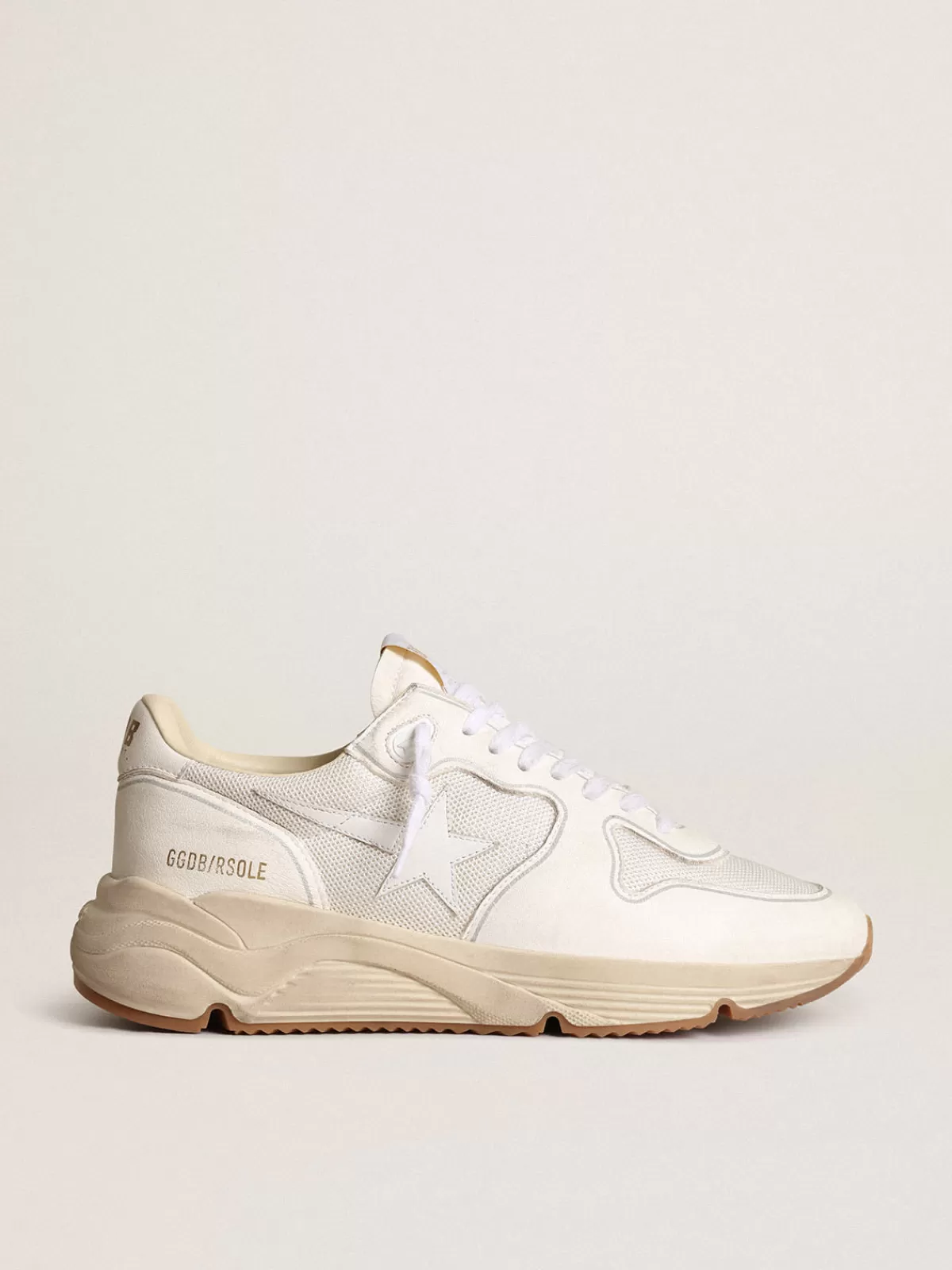 Discount Golden Goose Running Sole Donna in rete e nappa bianca