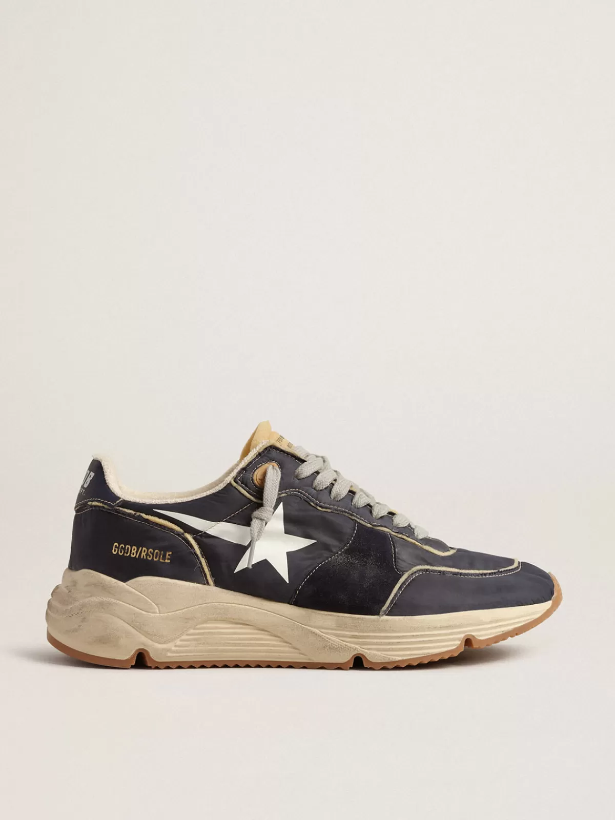 Store Golden Goose Running Sole in nylon blu con stella stampata bianca