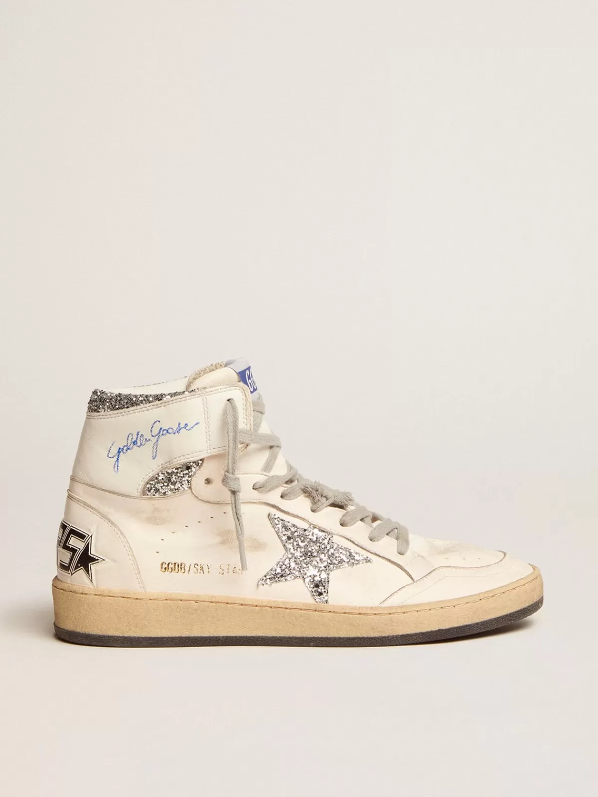 Clearance Golden Goose Sky-Star Donna con firma sulla caviglia e inserti argento