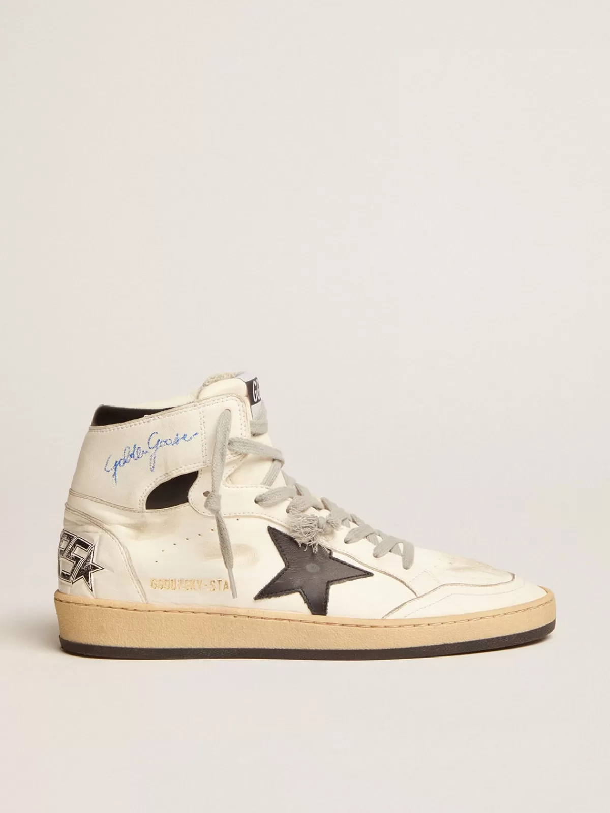 Discount Golden Goose Sky-Star Uomo con firma sulla caviglia e inserti neri