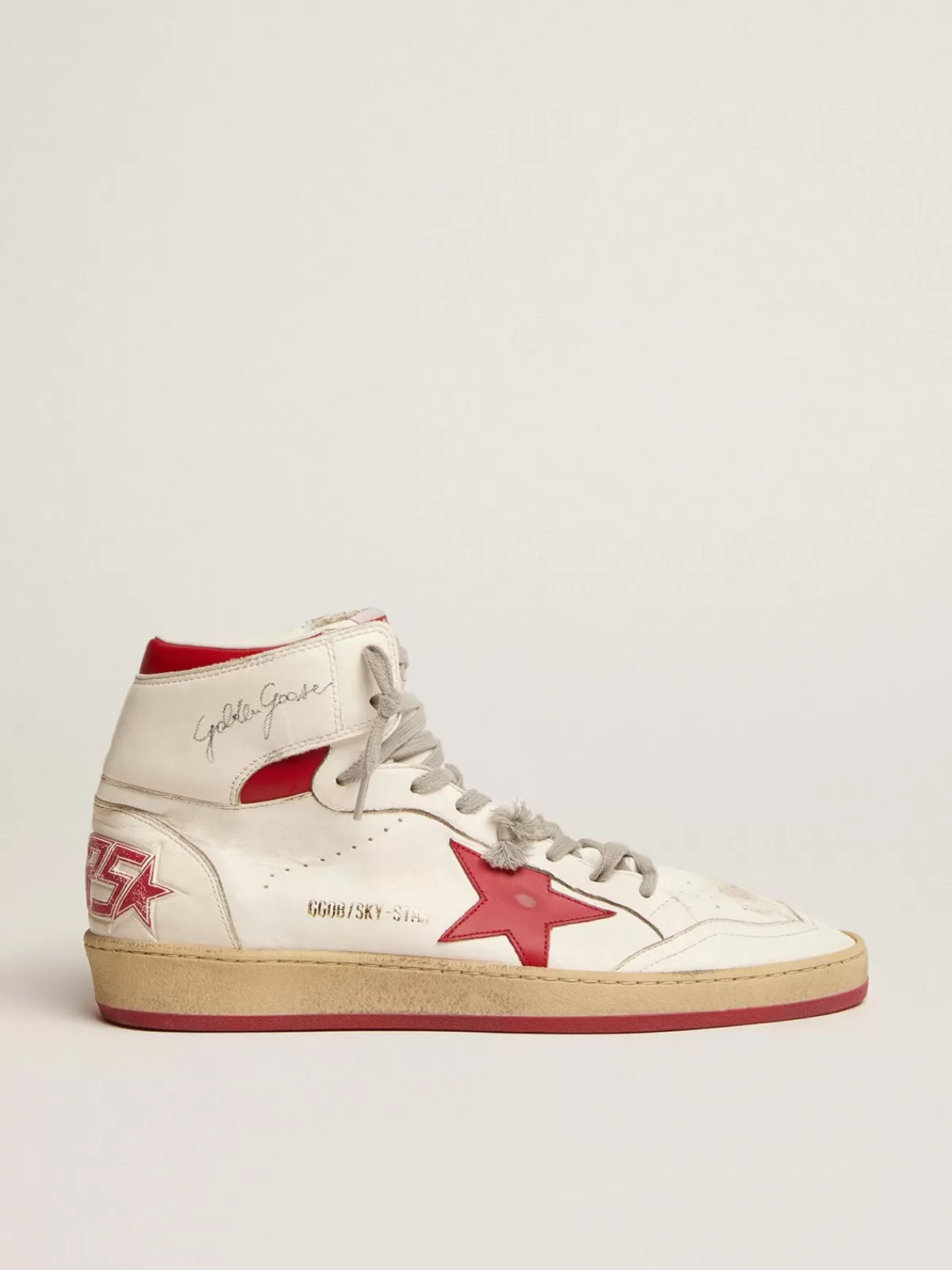 New Golden Goose Sky-Star Uomo con firma sulla caviglia e inserti rossi