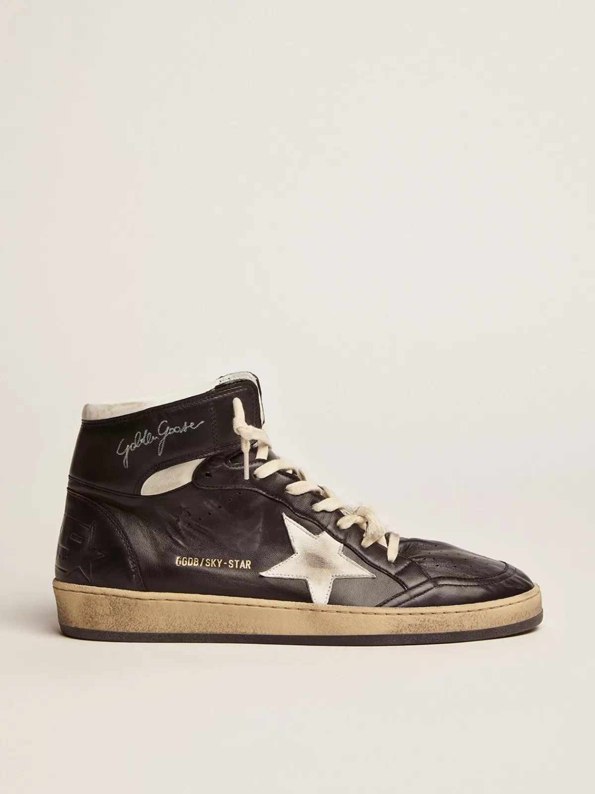 Clearance Golden Goose Sky-Star Uomo in nappa nera con stella bianca