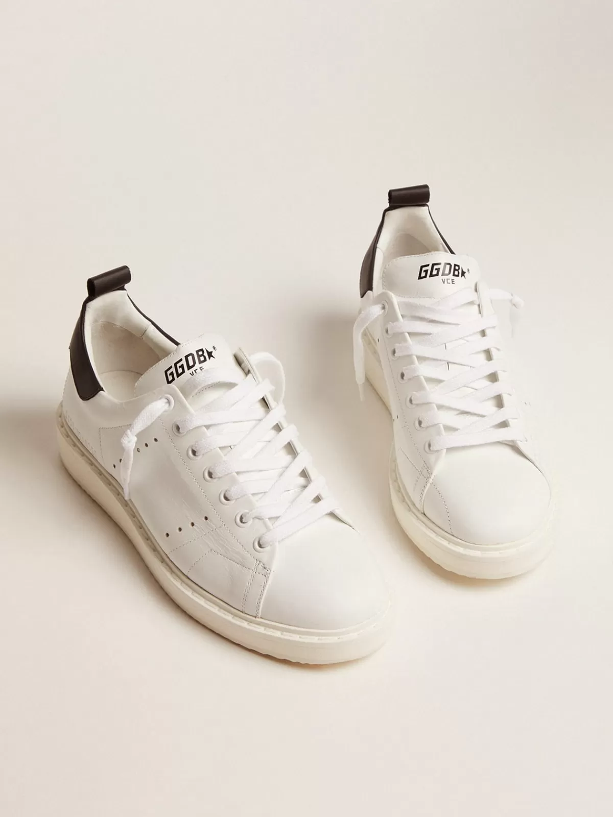 Outlet Golden Goose Sneakers Starter in pelle con talloncino nero