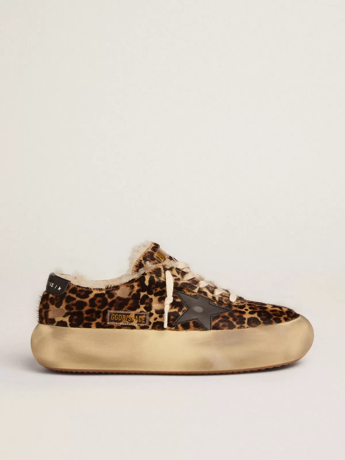 Best Golden Goose Space-Star Uomo in cavallino animalier e fodera in shearling