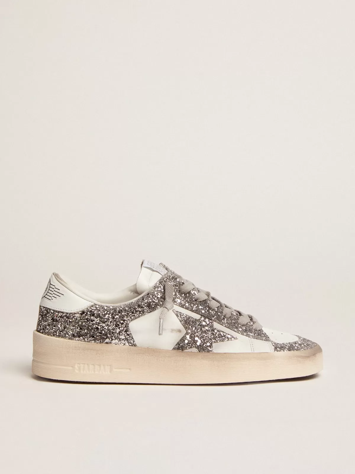 New Golden Goose Stardan Donna in pelle bianca e glitter