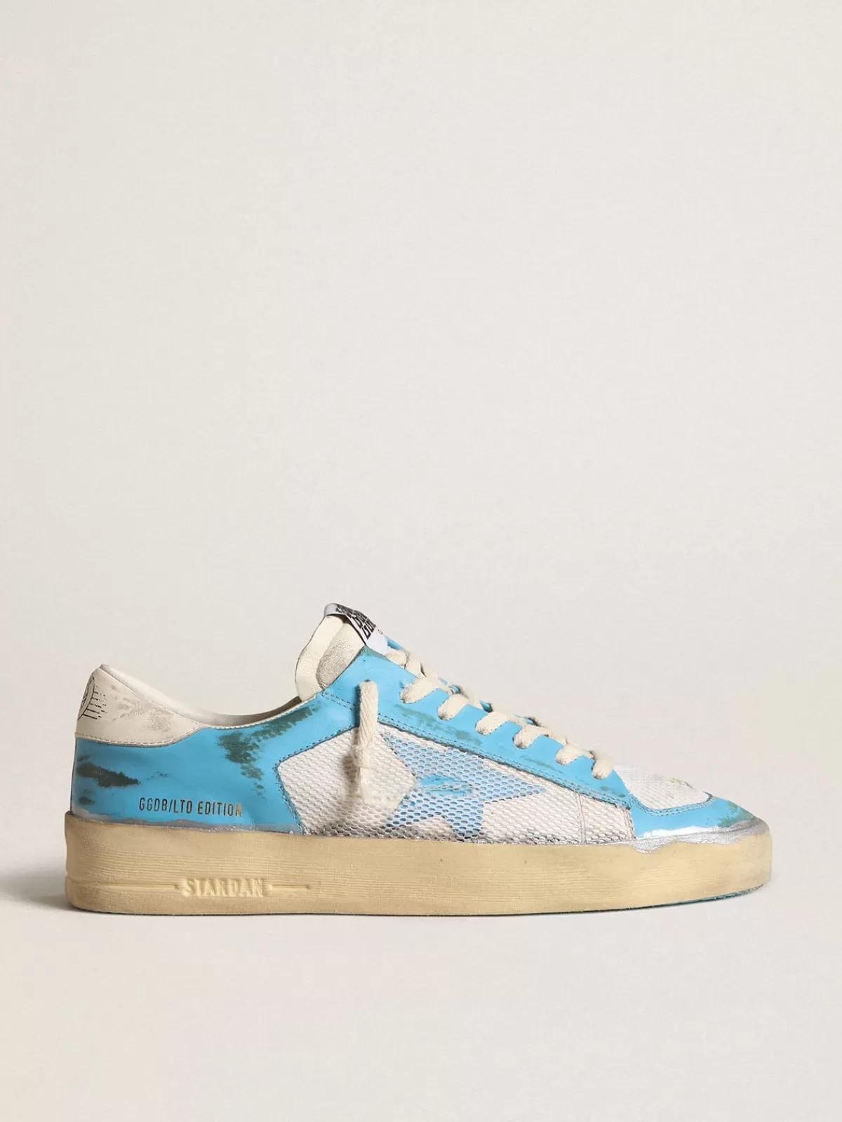 New Golden Goose Stardan Uomo LAB in nappa azzurra e rete bianca