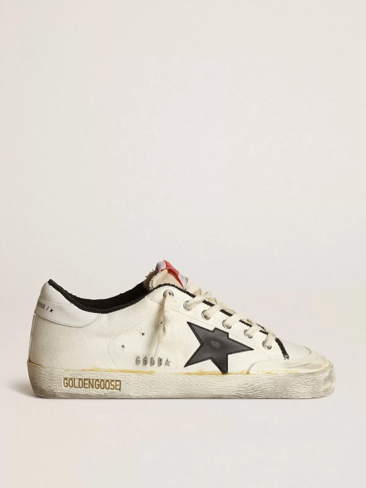 Cheap Golden Goose Super-Star Donna LTD in canvas beige con stella nera