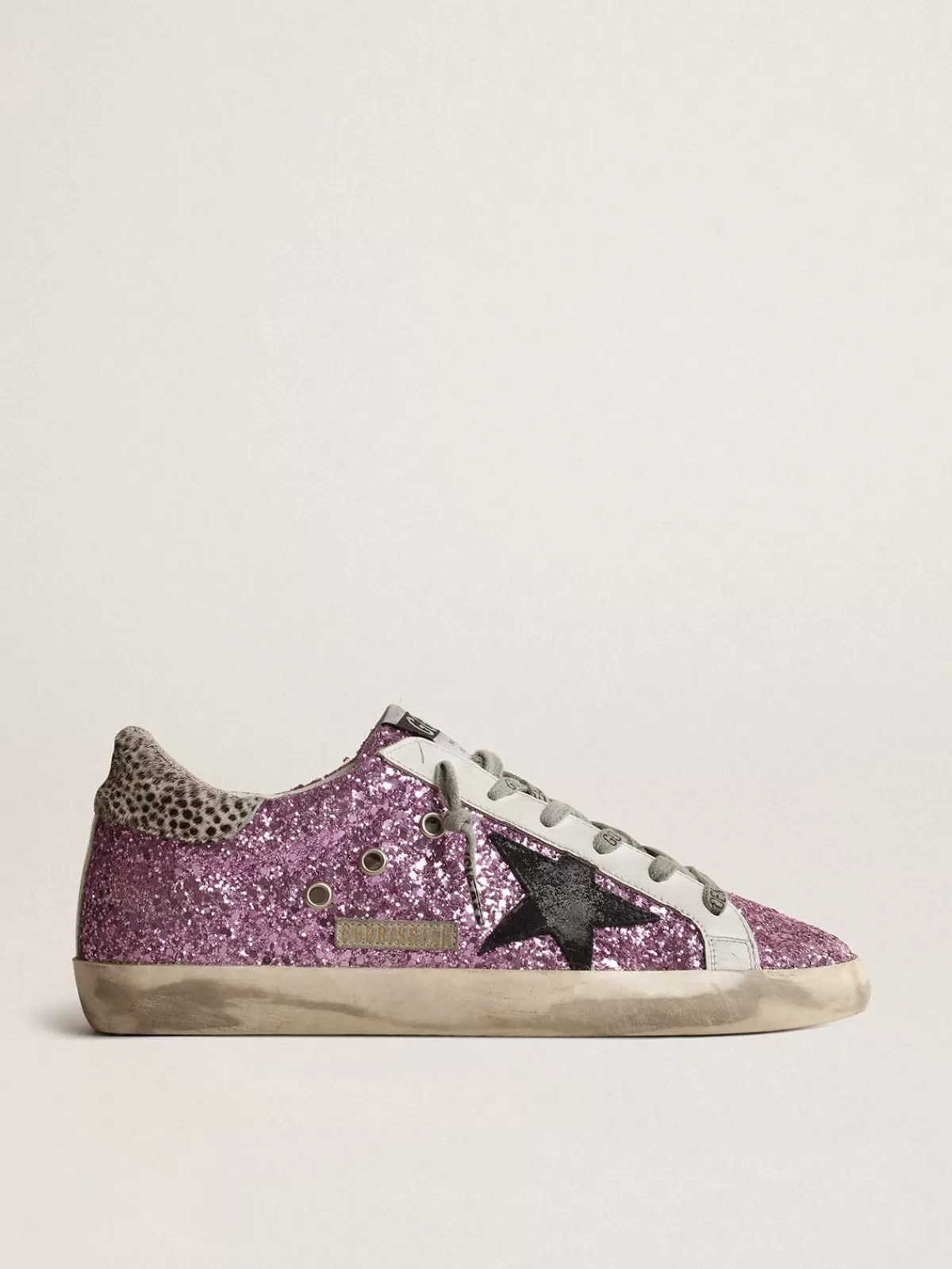 Best Golden Goose Super-Star in glitter lavanda con stella nera