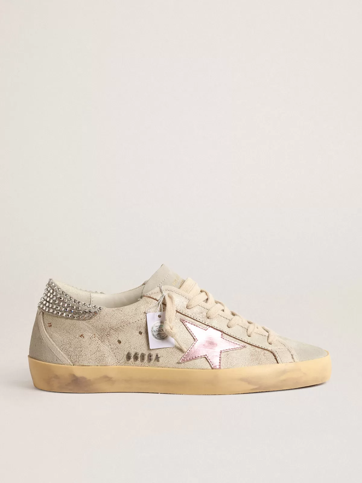 Cheap Golden Goose Super-Star LTD écru con talloncino con cristalli Swarovski