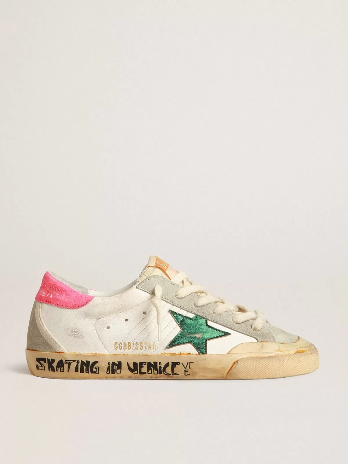 Discount Golden Goose Super-Star Penstar con stella verde e talloncino aragosta fluo