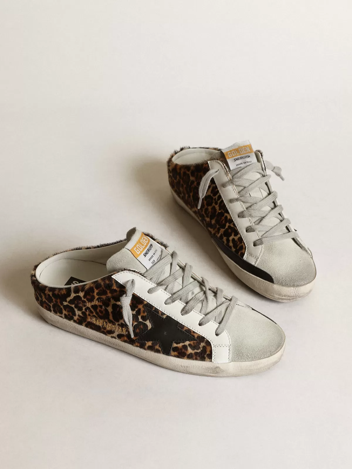 Cheap Golden Goose Super-Star Sabot Donna in cavallino leo con stella nera