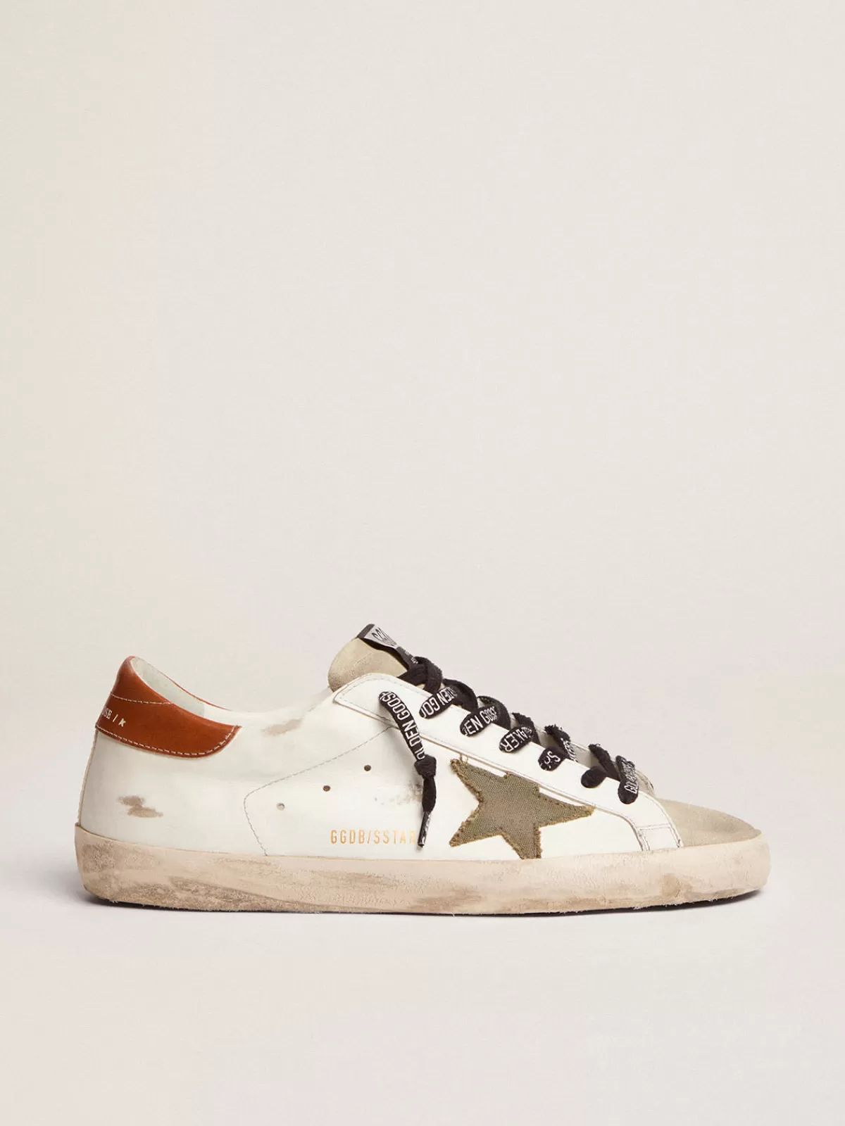 Online Golden Goose Super-Star Uomo con stella in canvas verde oliva