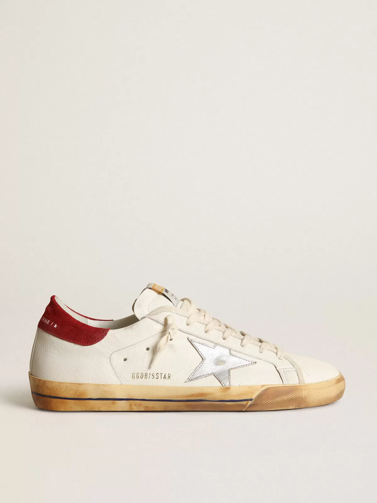 Hot Golden Goose Super-Star Uomo con stella in pelle laminata argento