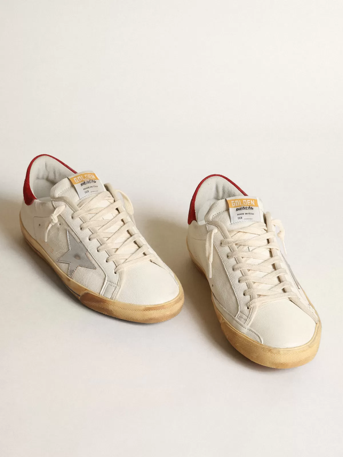 Hot Golden Goose Super-Star Uomo con stella in pelle laminata argento