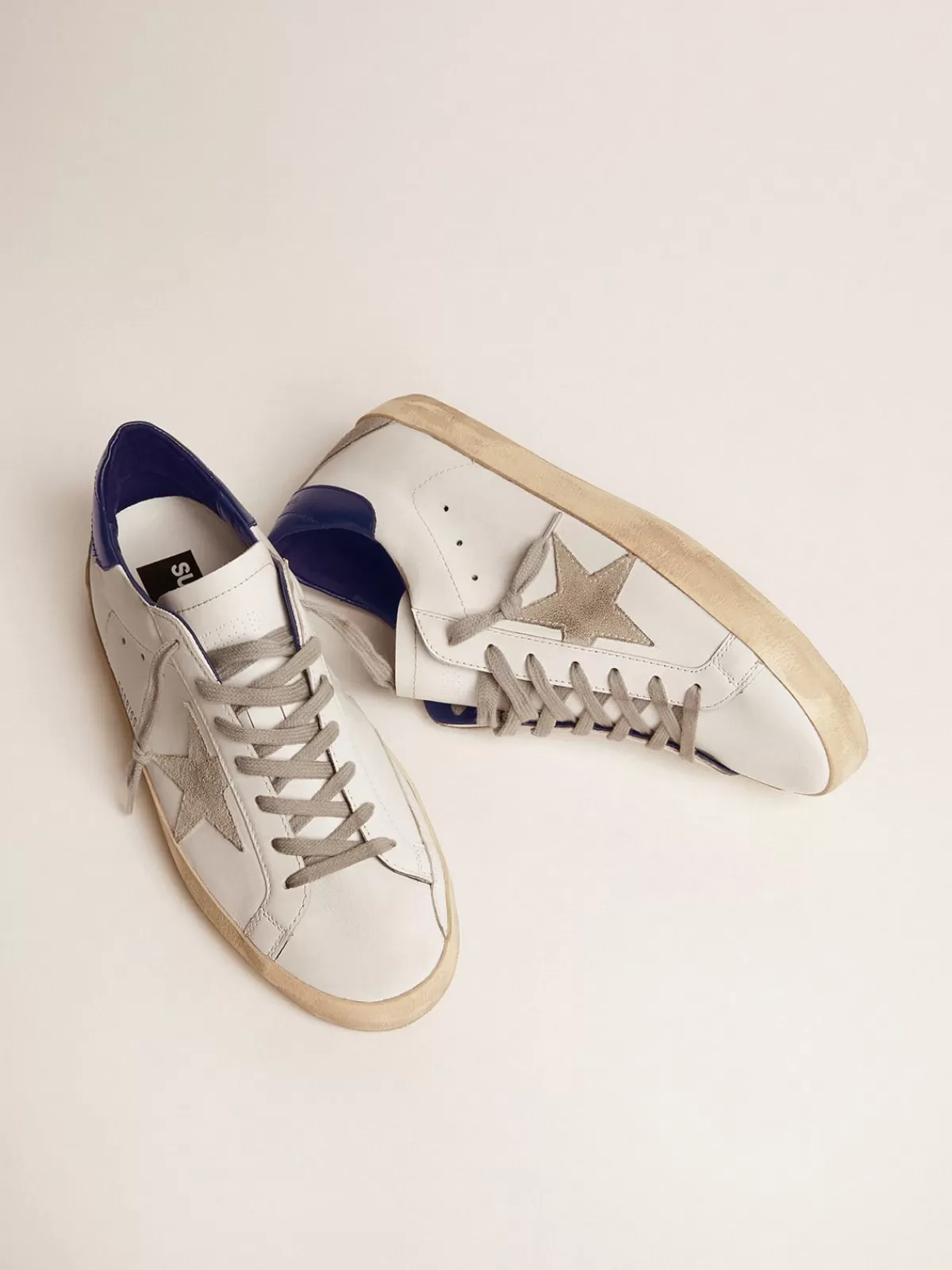 New Golden Goose Super-Star Uomo con stella in suede e talloncino blu