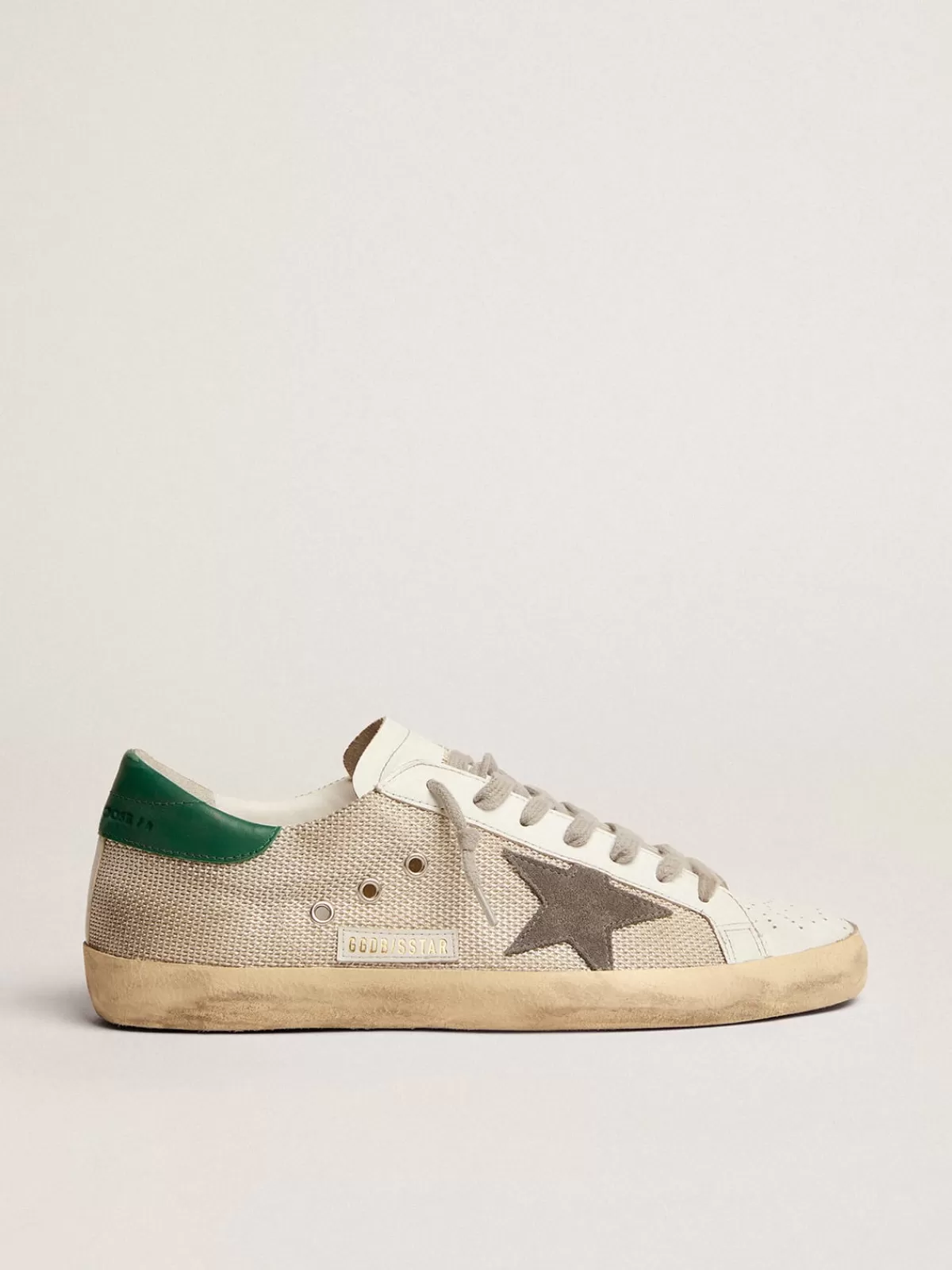 New Golden Goose Super-Star Uomo in rete argento chiaro con stella grigia