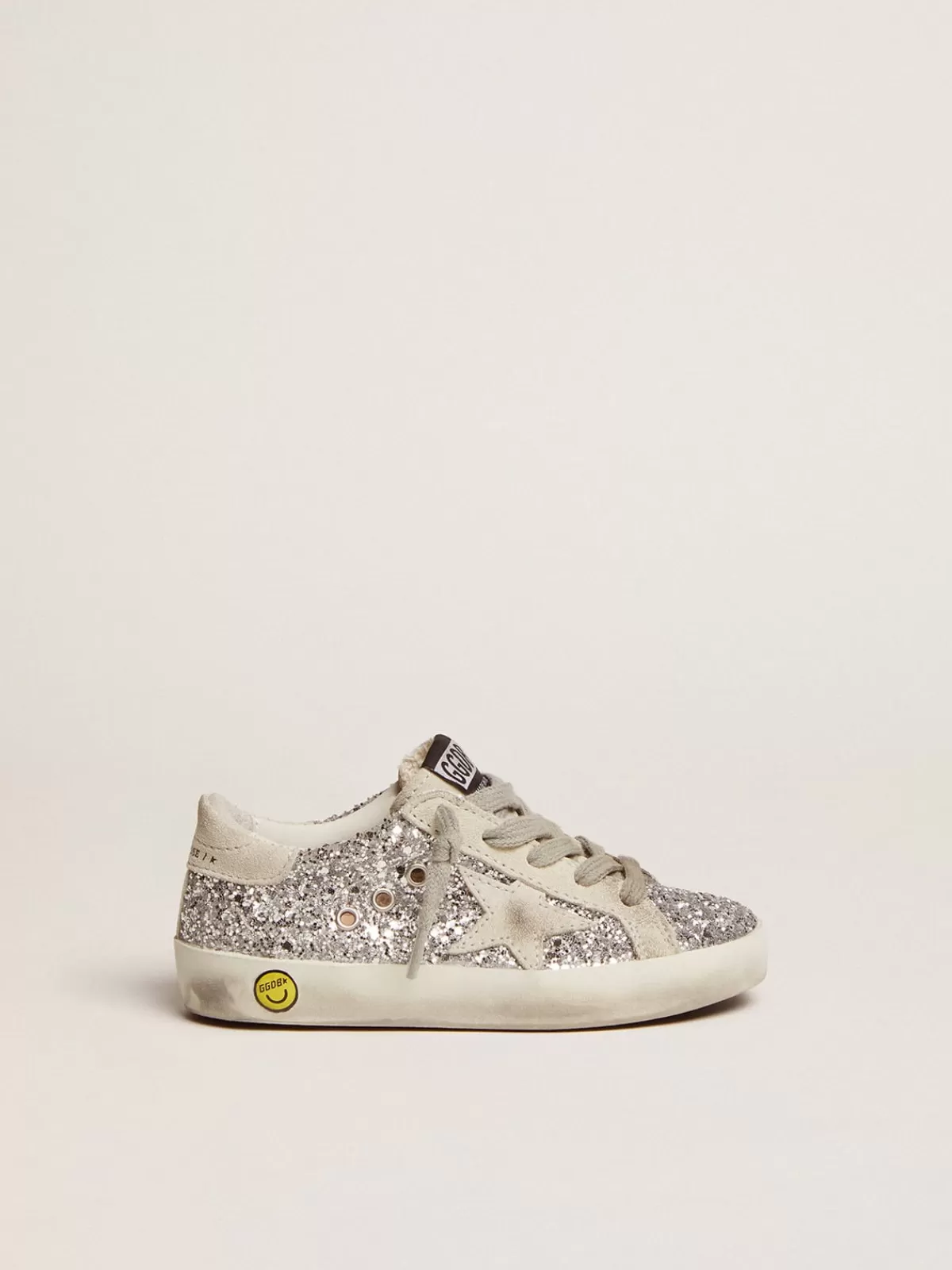 Best Sale Golden Goose Super-Star Young con glitter argento