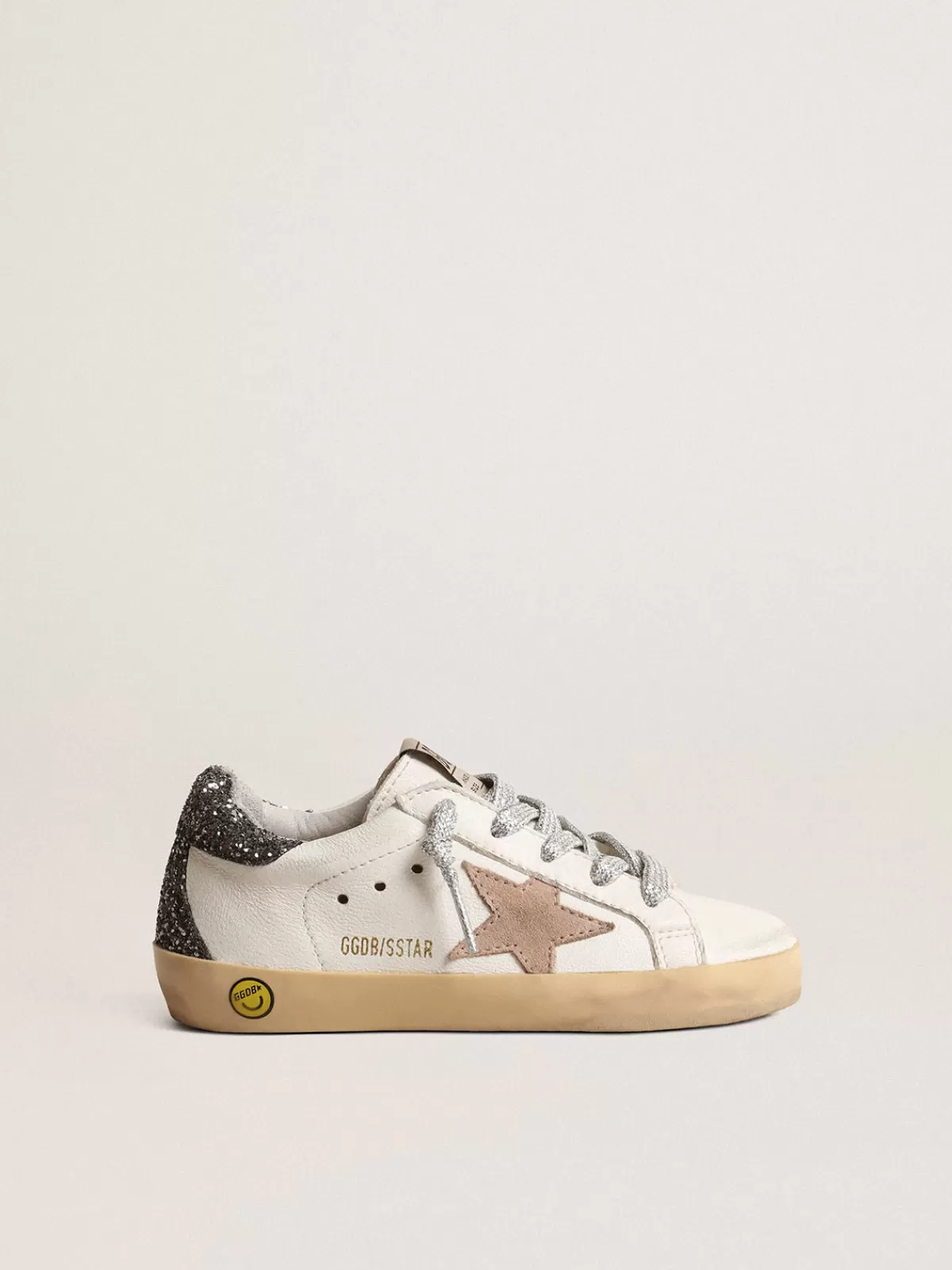 Cheap Golden Goose Super-Star Young con stella nocciola e talloncino in glitter