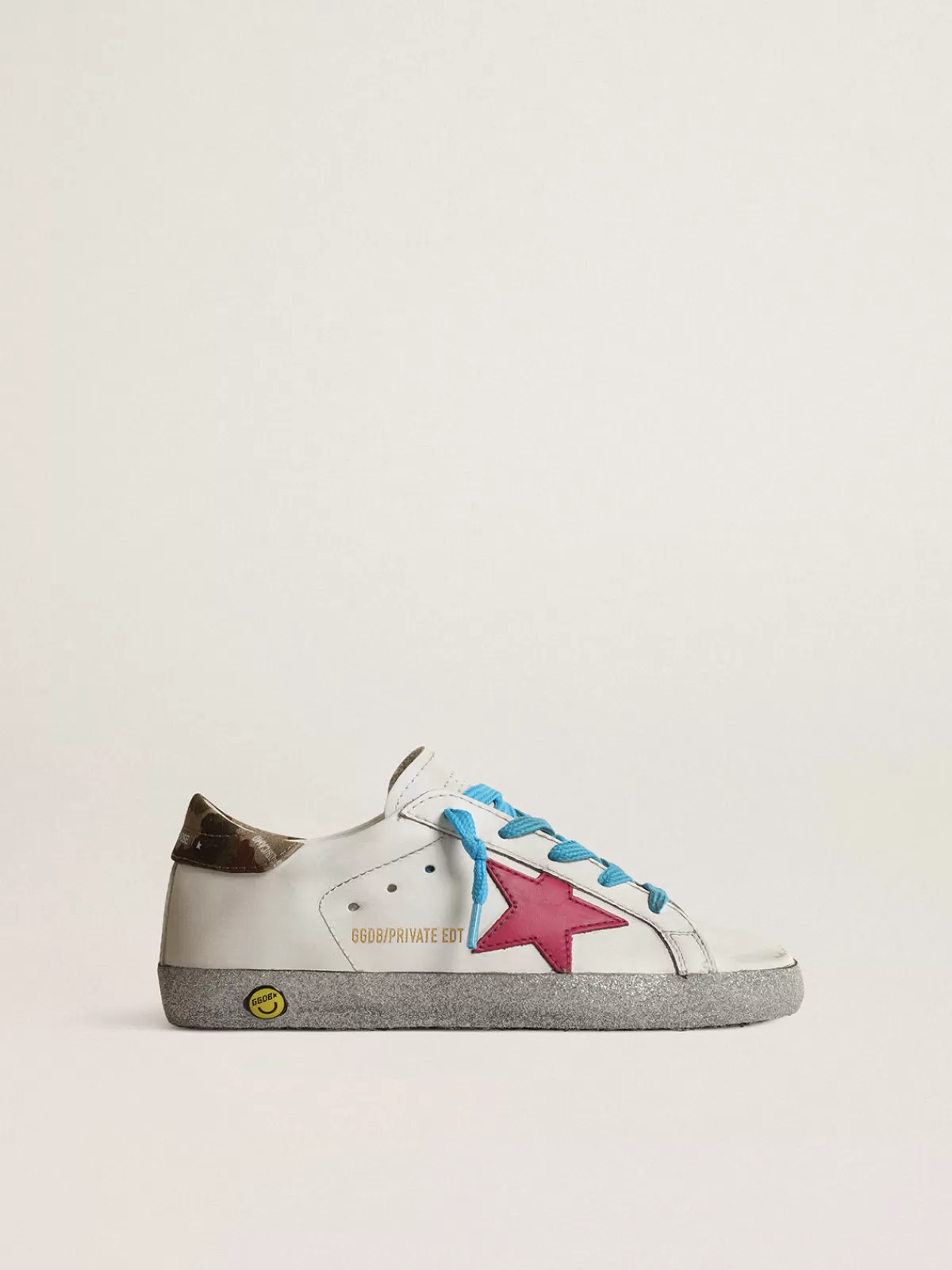 New Golden Goose Super-Star young LTD con stella fucsia e foxing glitter