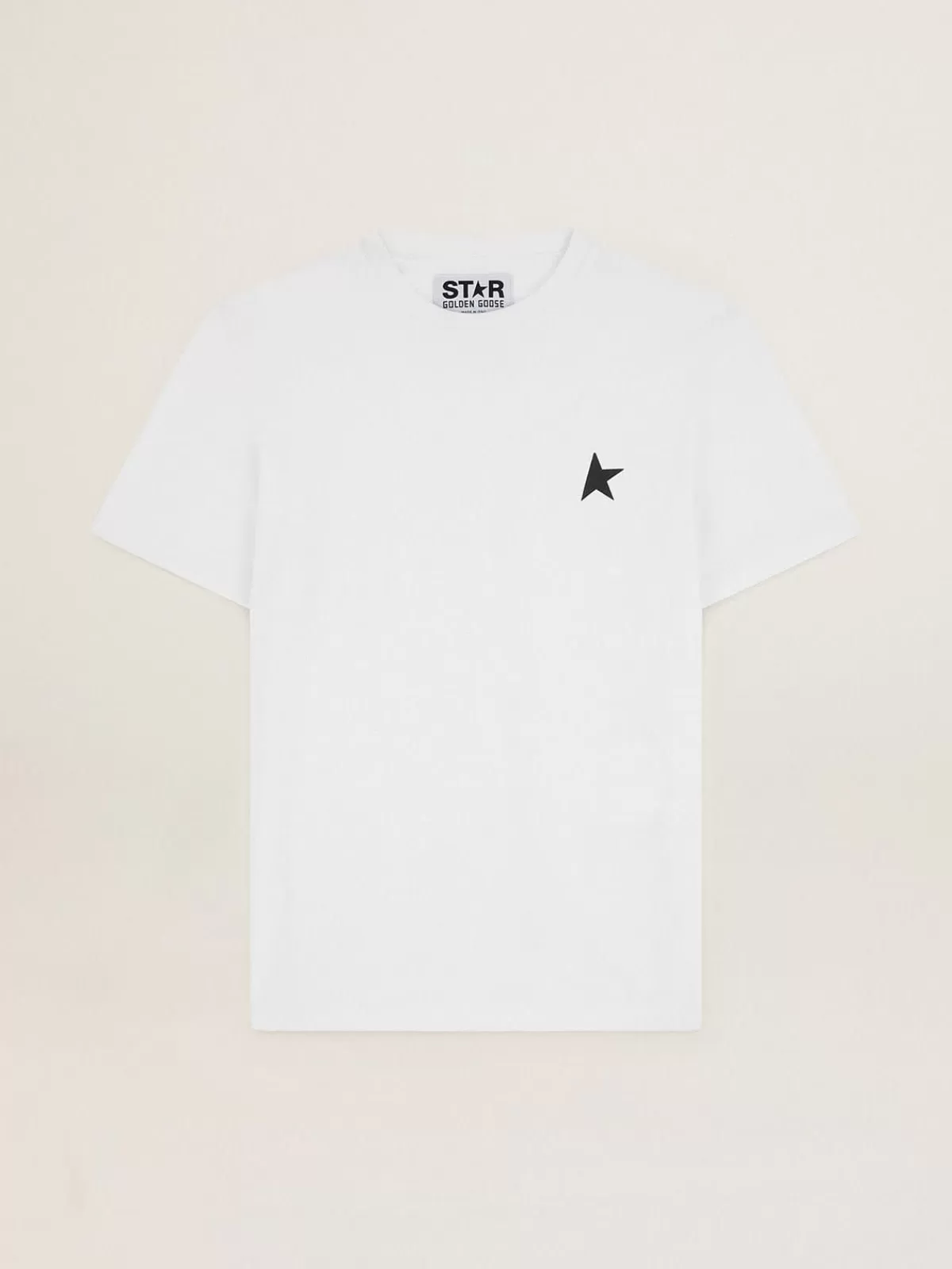 Online Golden Goose T-shirt bianca Collezione Star con stella nera sul davanti