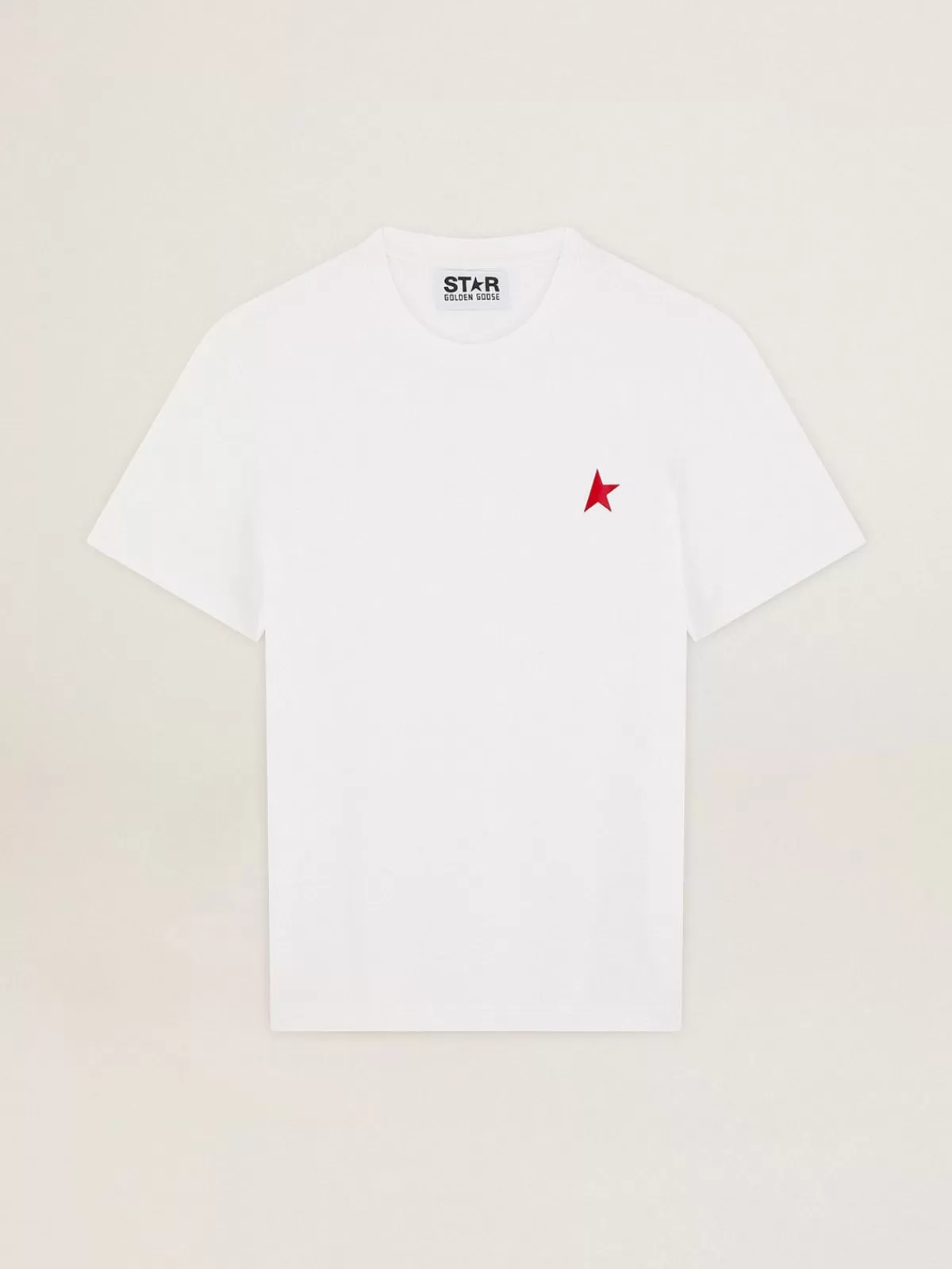 Clearance Golden Goose T-shirt bianca Collezione Star con stella rossa sul davanti