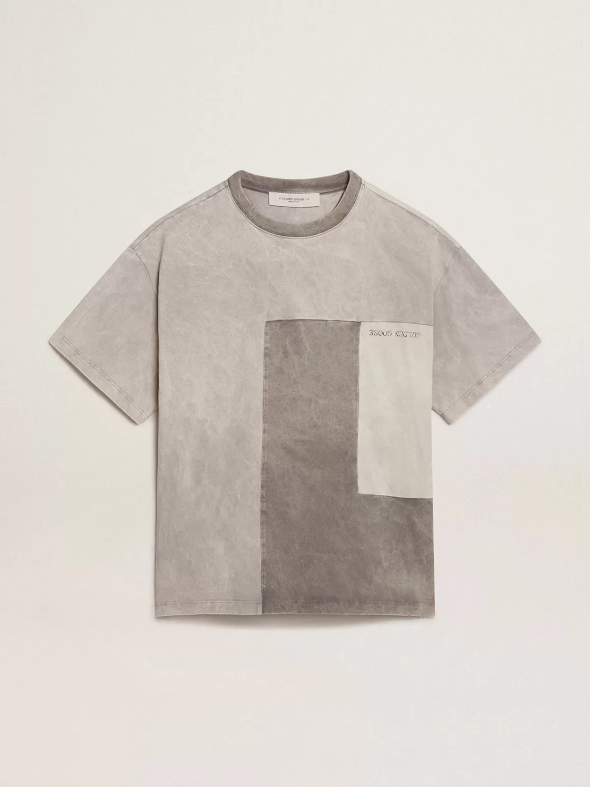 Cheap Golden Goose T-shirt di diverse tonalità di grigio dall'effetto lived-in